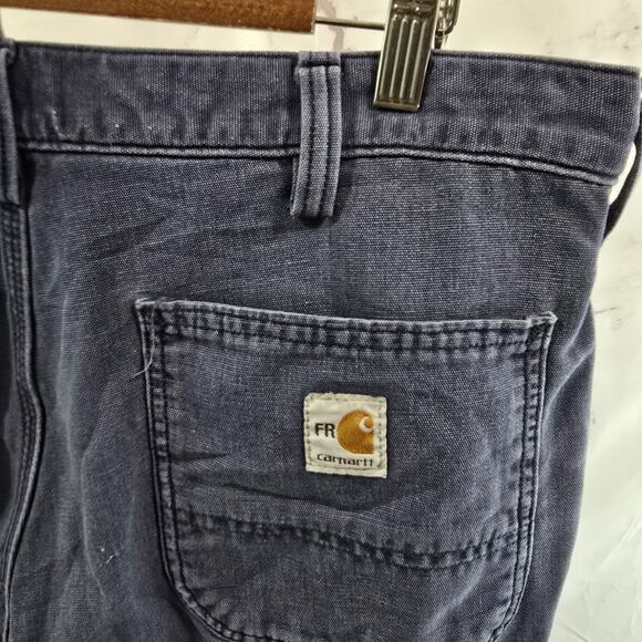 Carhartt Pants Mens 34 X 30 Blue FR Fire Resistant Canvas Cargo Carpenter - Picture 12 of 13